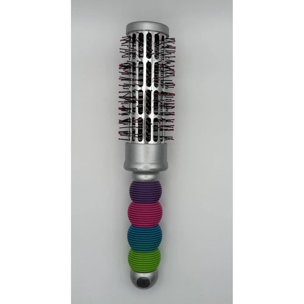 Vintage Y2K SEVENTEEN Round Hairbrush Vented Barrel Blow Dry Styling Multicolor